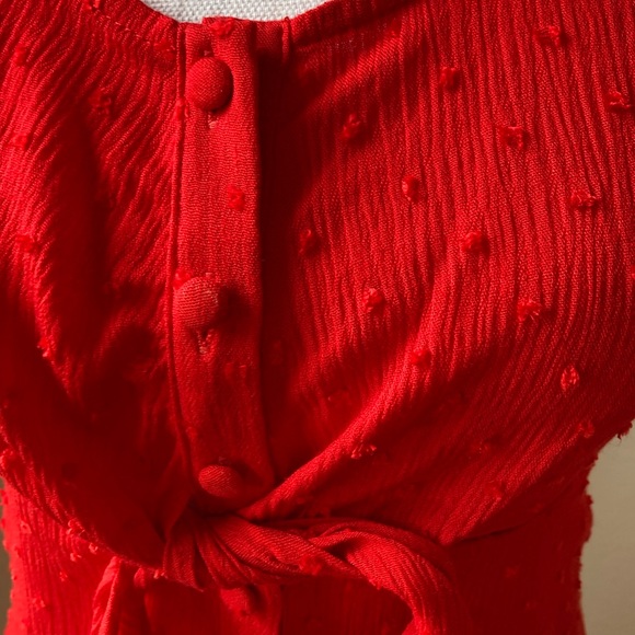 NWT Red Skater Mini Dress with Cutout and Embroidered Details - Picture 3 of 7